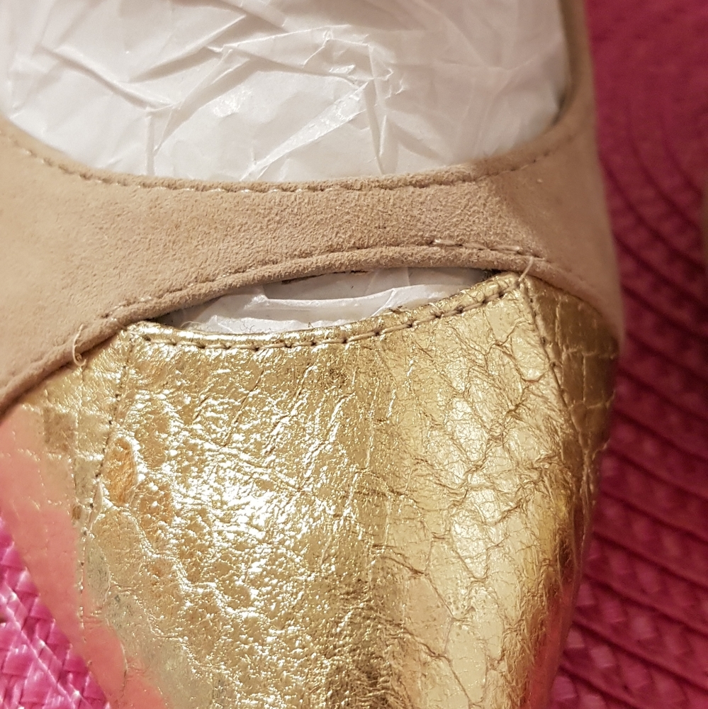 New Leather Pumps Gold & Camel Suede - Picture 6 of 11